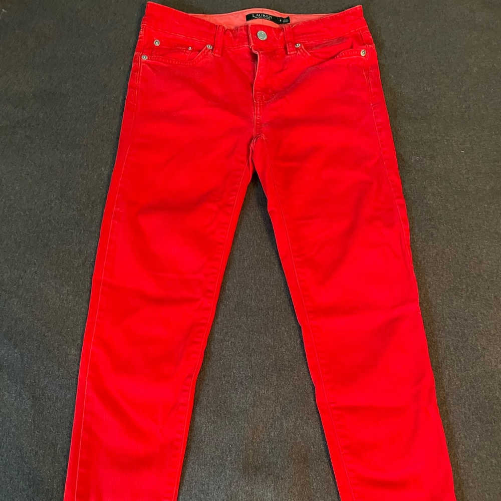 Lauren Ralph Lauren red denim pants. Size 2